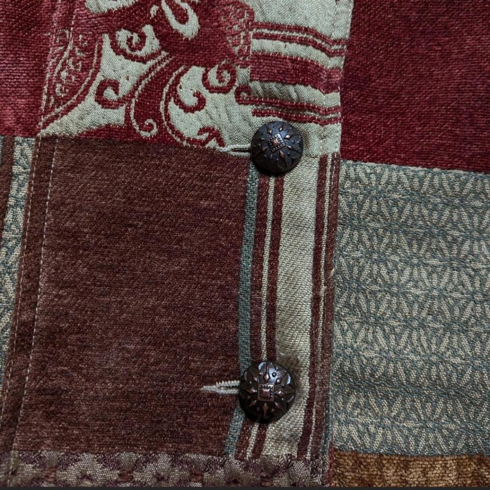 Vintage Elcc Patchwork Tapestry Blazer Burgundy B… - image 5